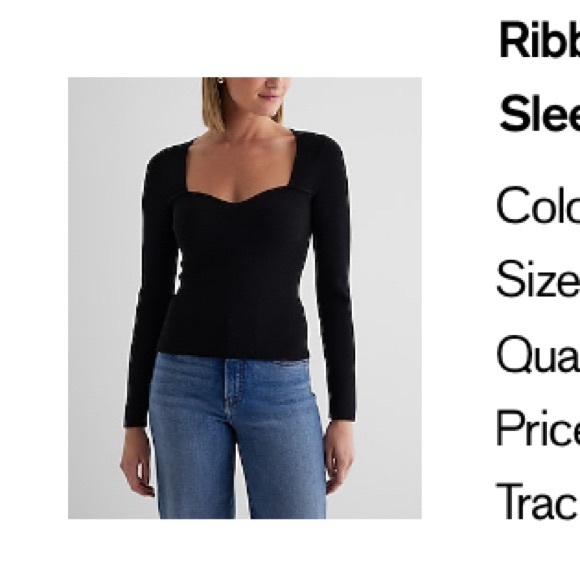 EXPRESS 🖤 Ribbed Sweetheart Neckline Long Sleeve Sweater - Picture 8 of 8